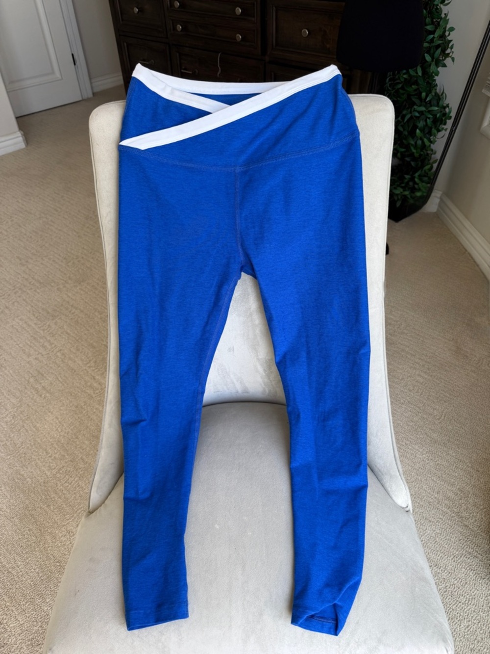 Beyond Yoga Cobalt Blue Leggings with White Waistband